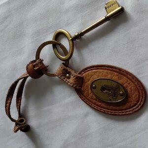 Fossil Brown Leather Keychain